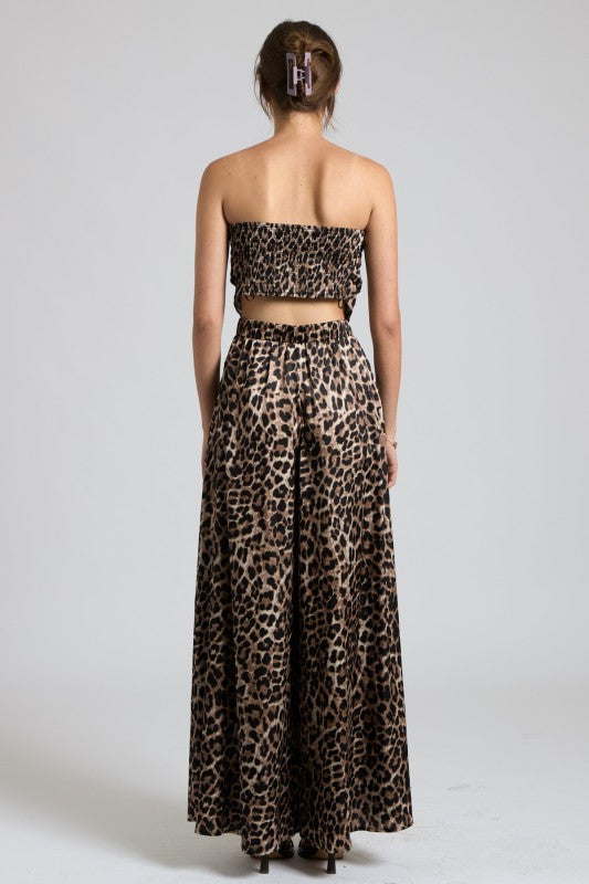 Leopard Print Strapless Two-Piece Set