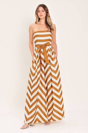 Sunset Stripe Strapless Jumpsuit