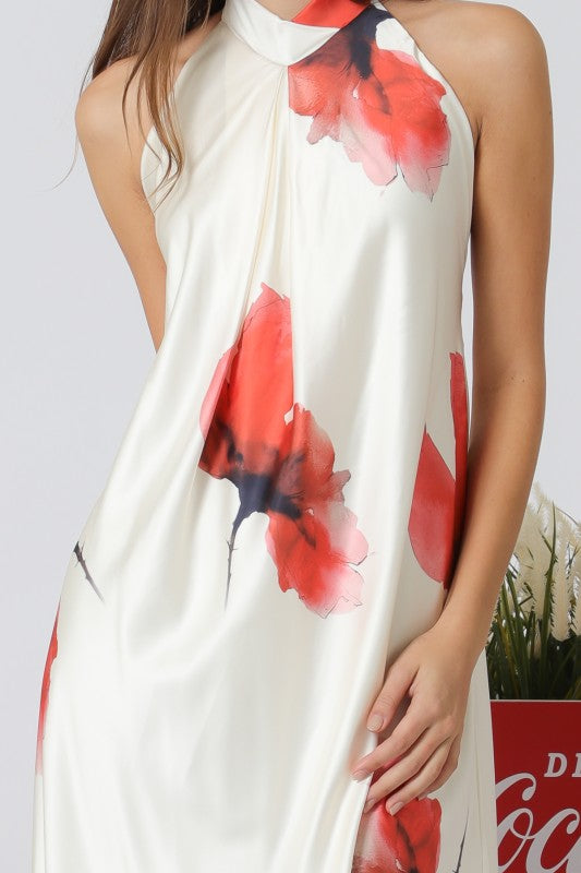 Scarlet Petals Maxi Dress