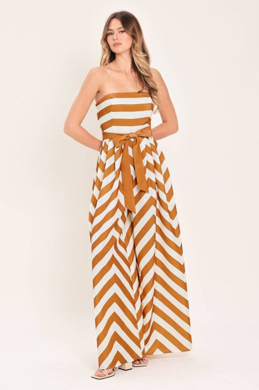 Sunset Stripe Strapless Jumpsuit