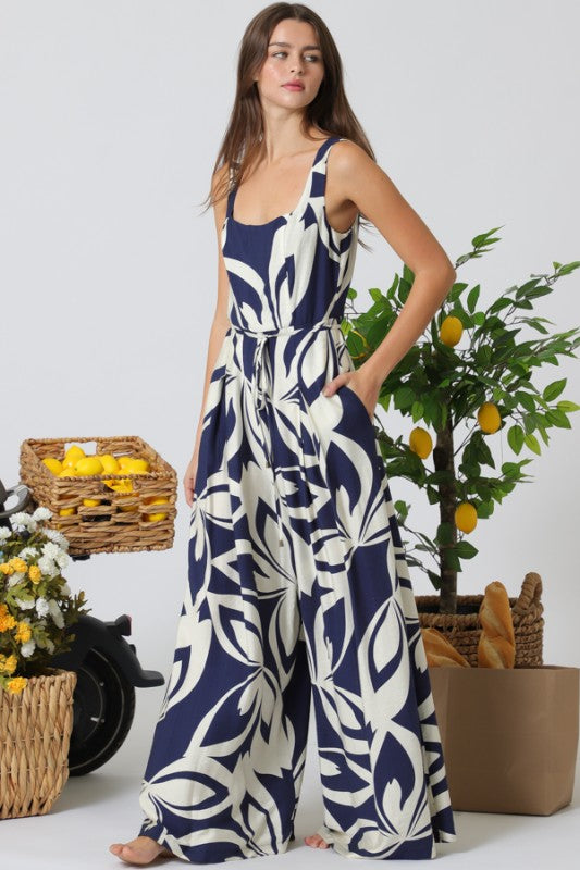 Navy Bloom Statement Jumpsuit