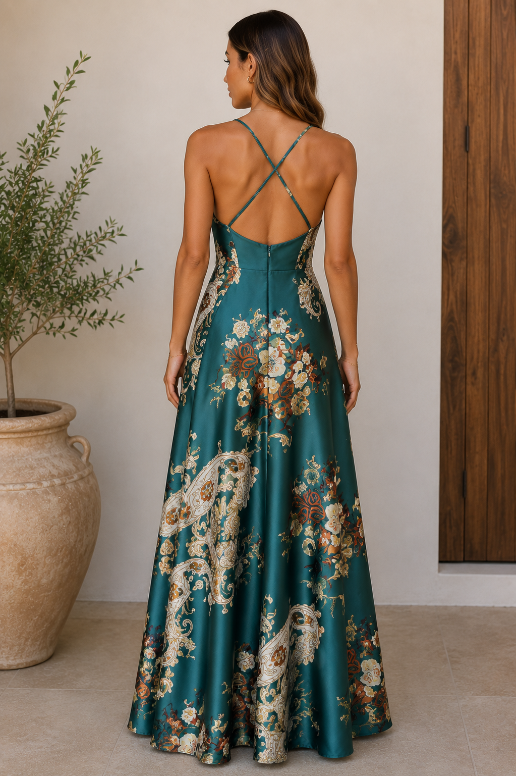 Emerald Paisley Maxi Dress