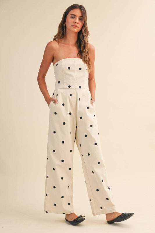Polka Dot Strapless Jumpsuit