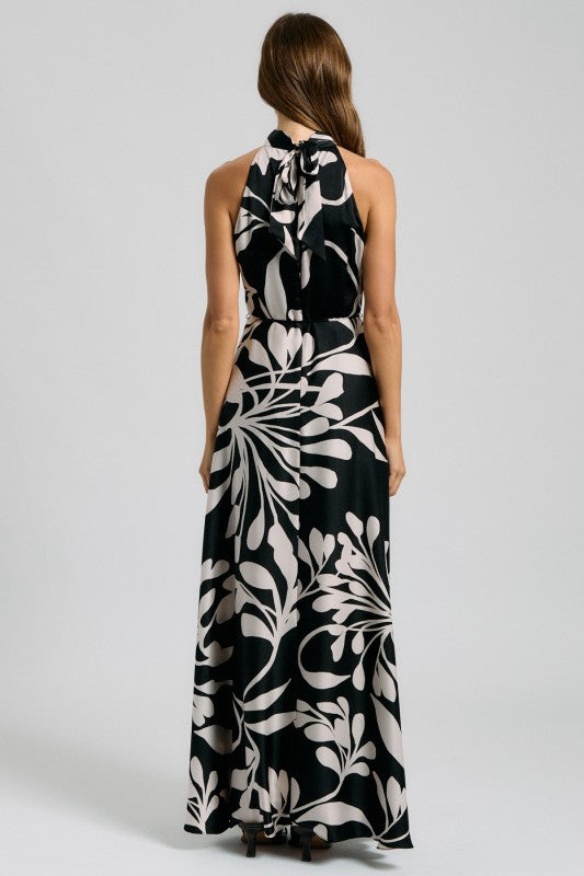 One-Shoulder Mixed Animal Print Maxi Dress