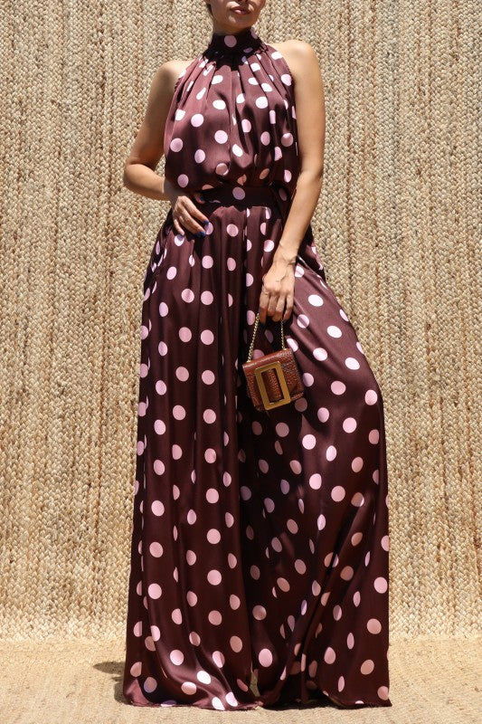 Chocolate Blush Polka Dot Jumpsuit 🤎🩷
