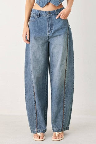 Washed Denim Balloon Pants
