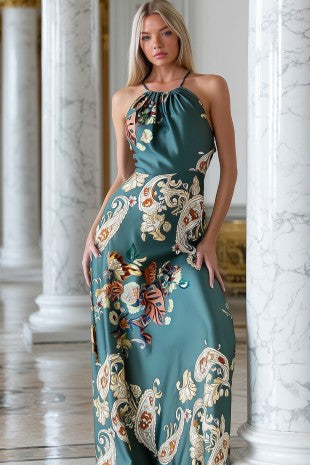Emerald Paisley Maxi Dress