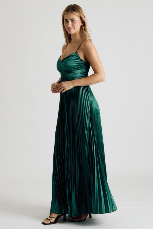 Emerald Pleated Maxi Dress