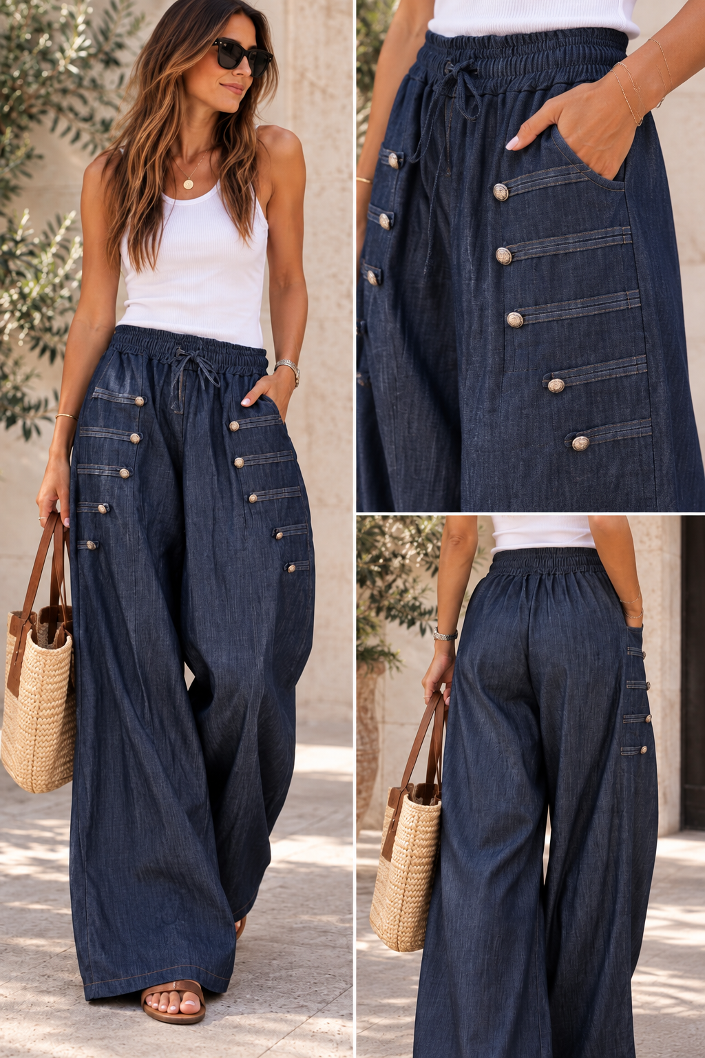 Italian Denim Palazzo Pants