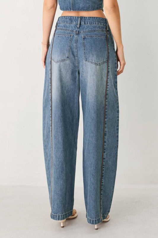 Washed Denim Balloon Pants