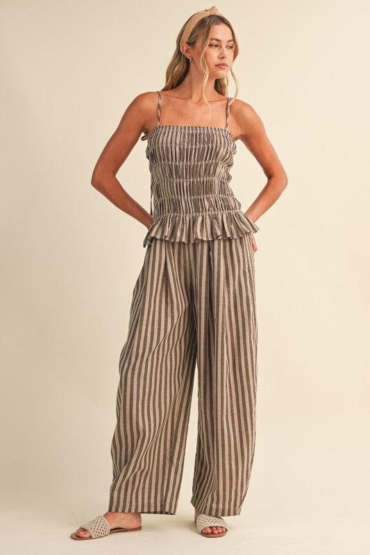 Striped Linen Blend Jumpsuit