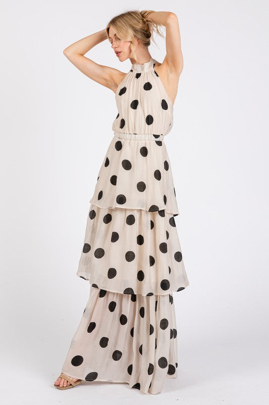 Polka Dot Tiered Maxi Dress