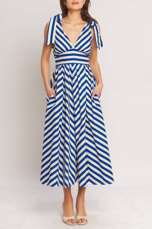 Blue Breeze Striped Midi Dress