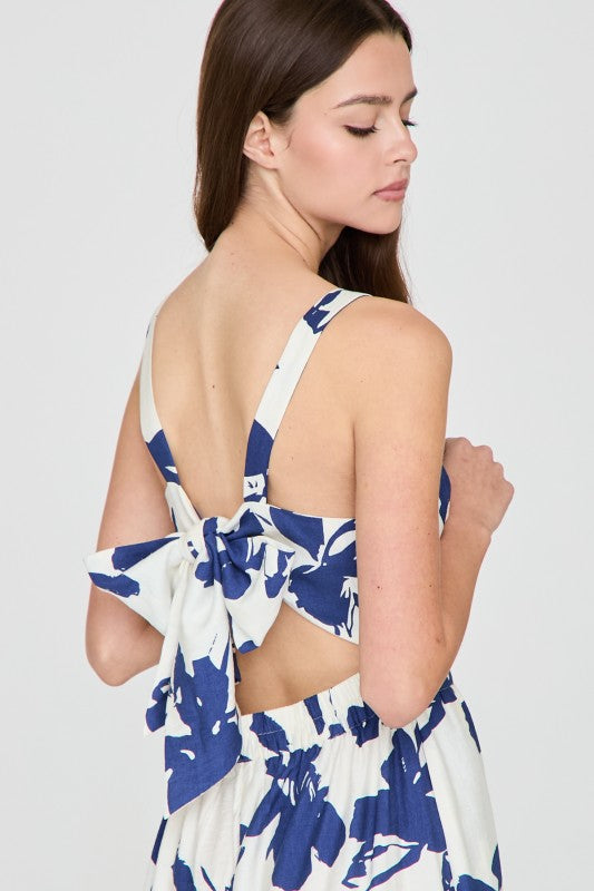 Blue Blossom Tie-Back Jumpsuit