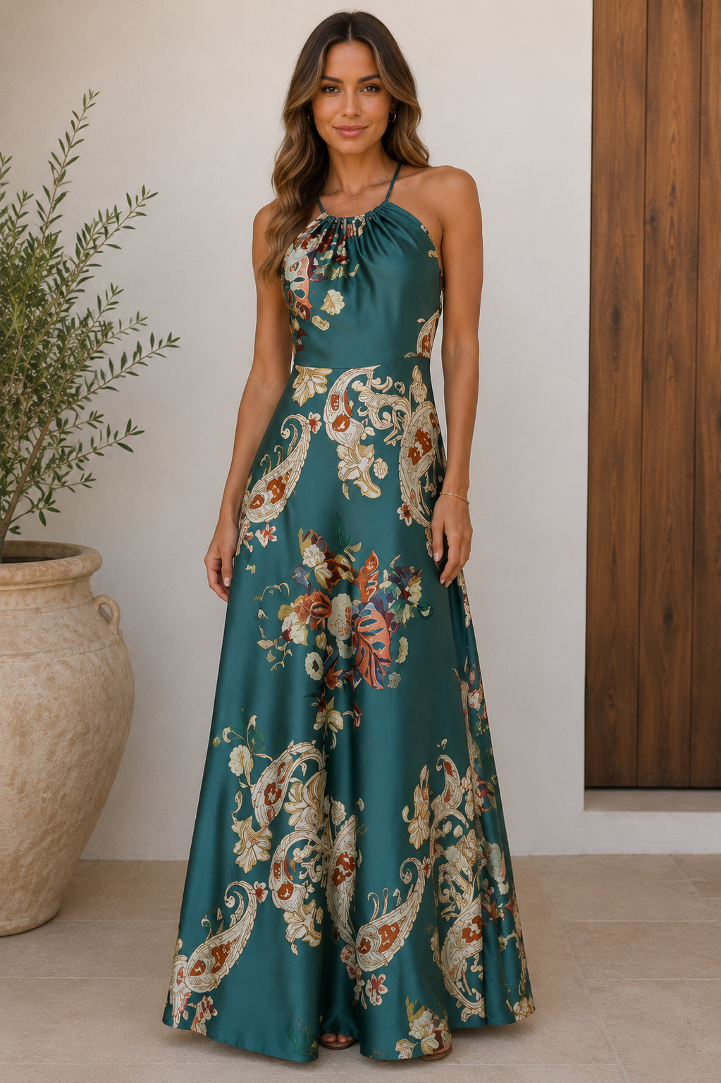 Emerald Paisley Maxi Dress