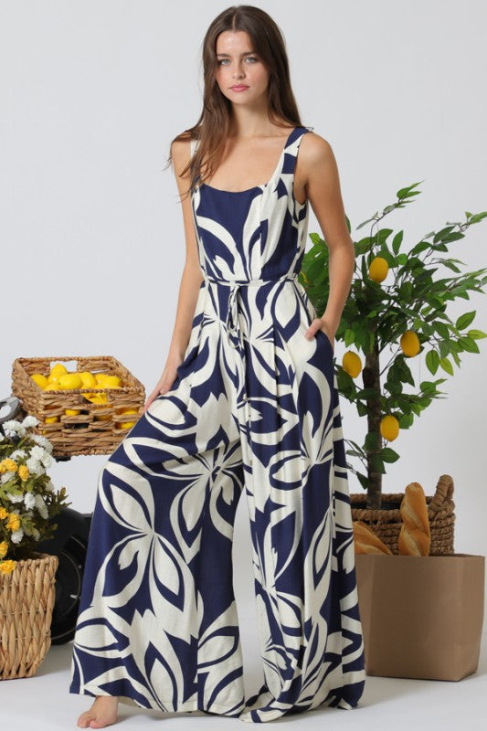 Navy Bloom Statement Jumpsuit