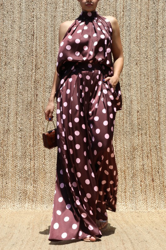 Chocolate Blush Polka Dot Jumpsuit 🤎🩷