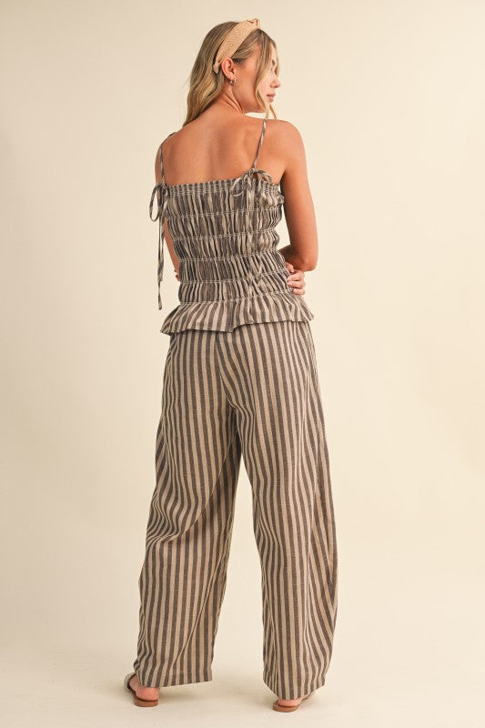 Striped Linen Blend Jumpsuit