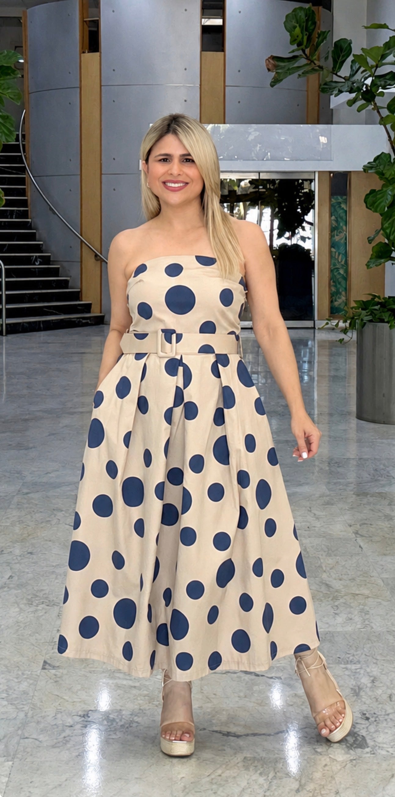Italian Polka Dot Elegance Dress
