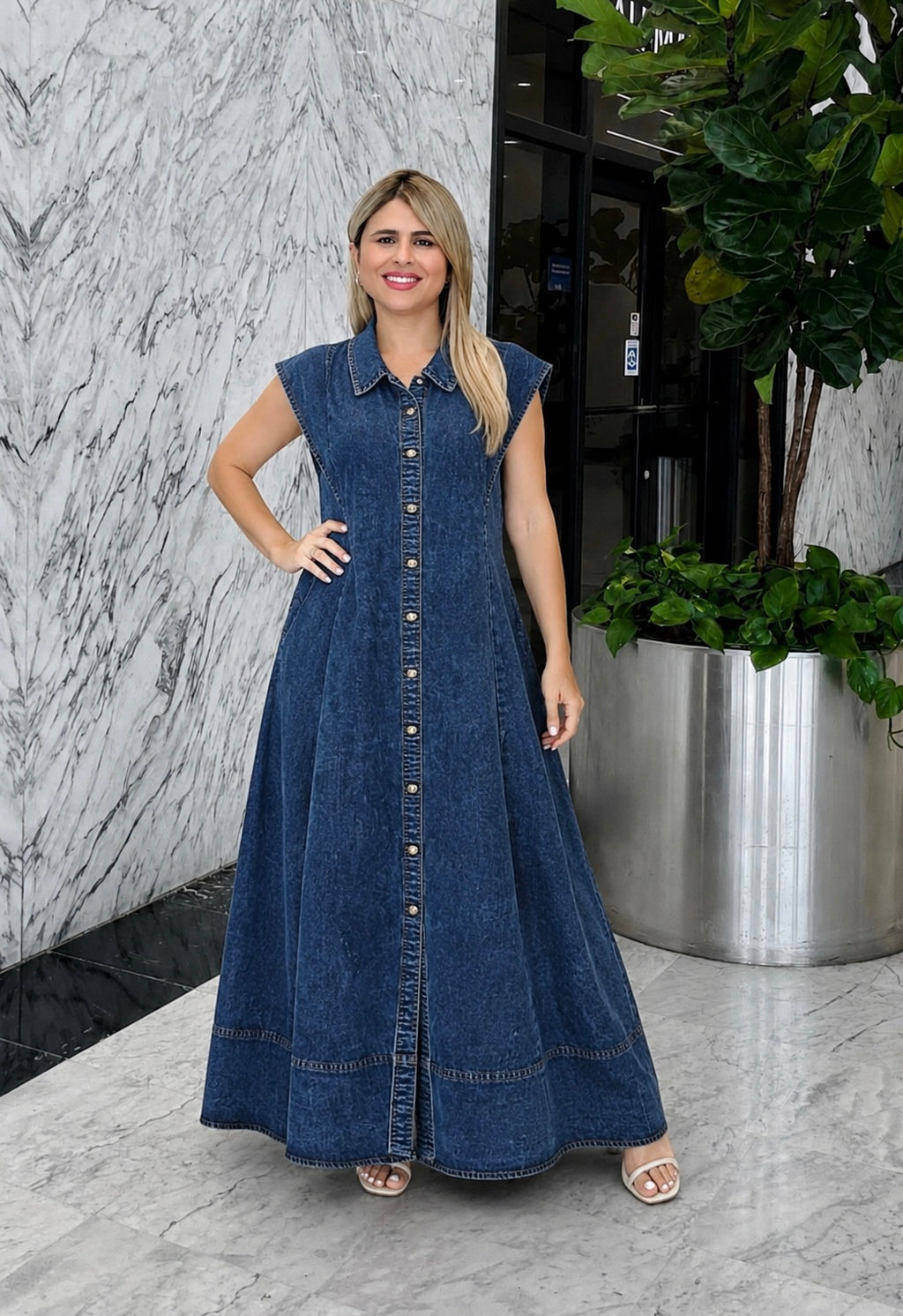 Charlotte Denim Maxi Dress