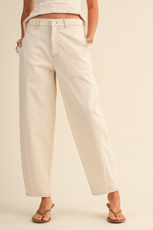 Cream Peplum Pants Set