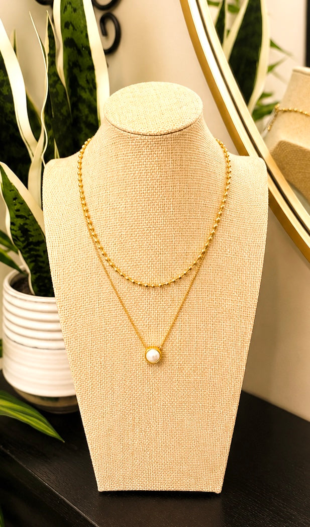 Golden Pearl Layered Necklace