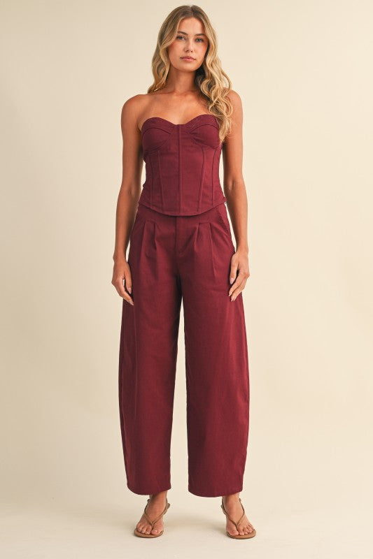 Burgundy Corset Pant Set