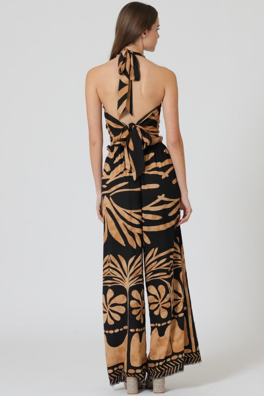 Tropical Noir Halter Pant Set