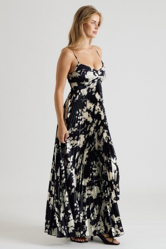 Floral Pleated Maxi Dress