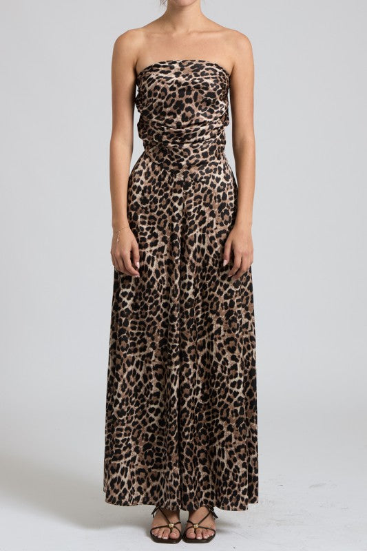 Leopard Print Strapless Two-Piece Set