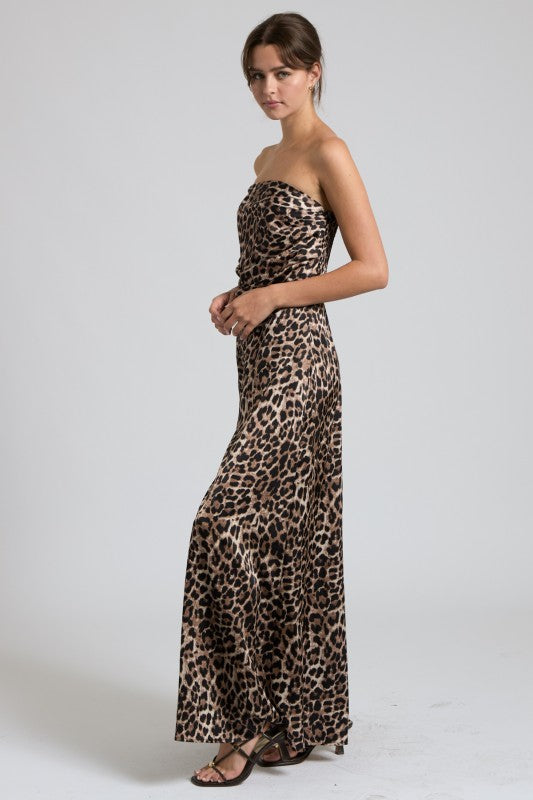 Leopard Print Strapless Two-Piece Set