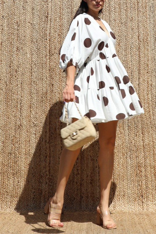 Ivory Polka Dot Mini Dress.