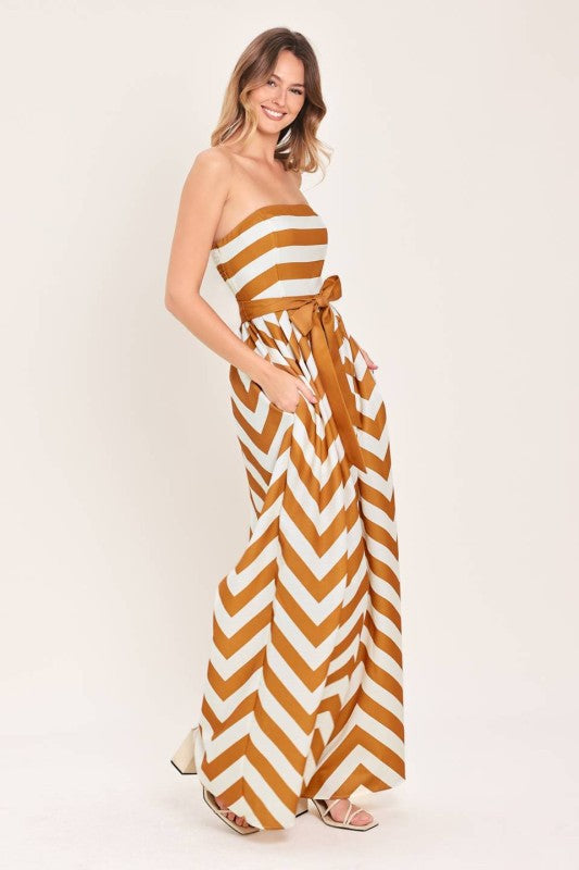 Sunset Stripe Strapless Jumpsuit