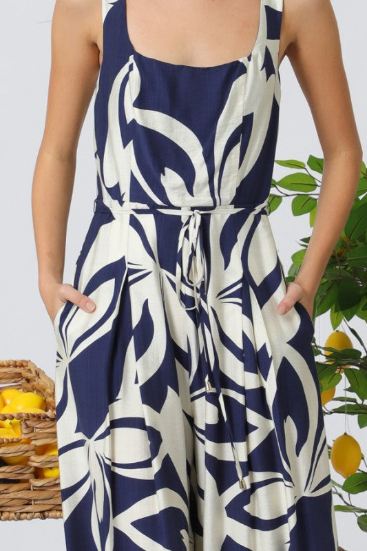 Navy Bloom Statement Jumpsuit