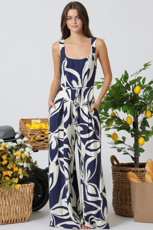 Navy Bloom Statement Jumpsuit