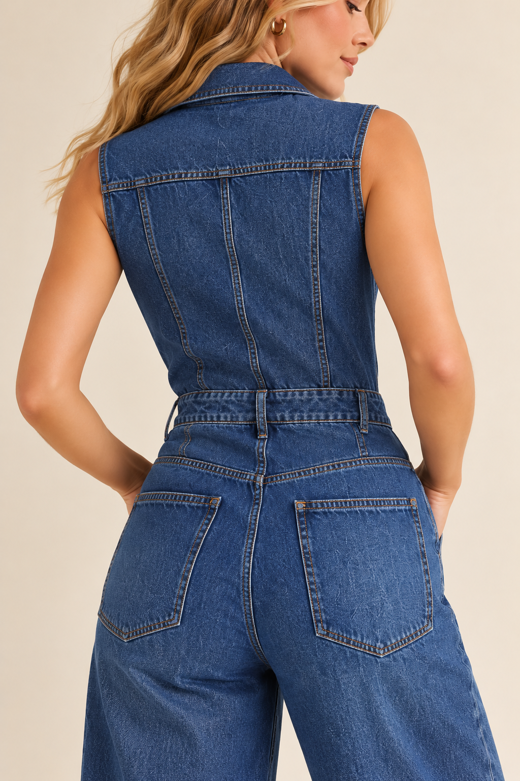 Denim Barrel Leg Jumpsuit