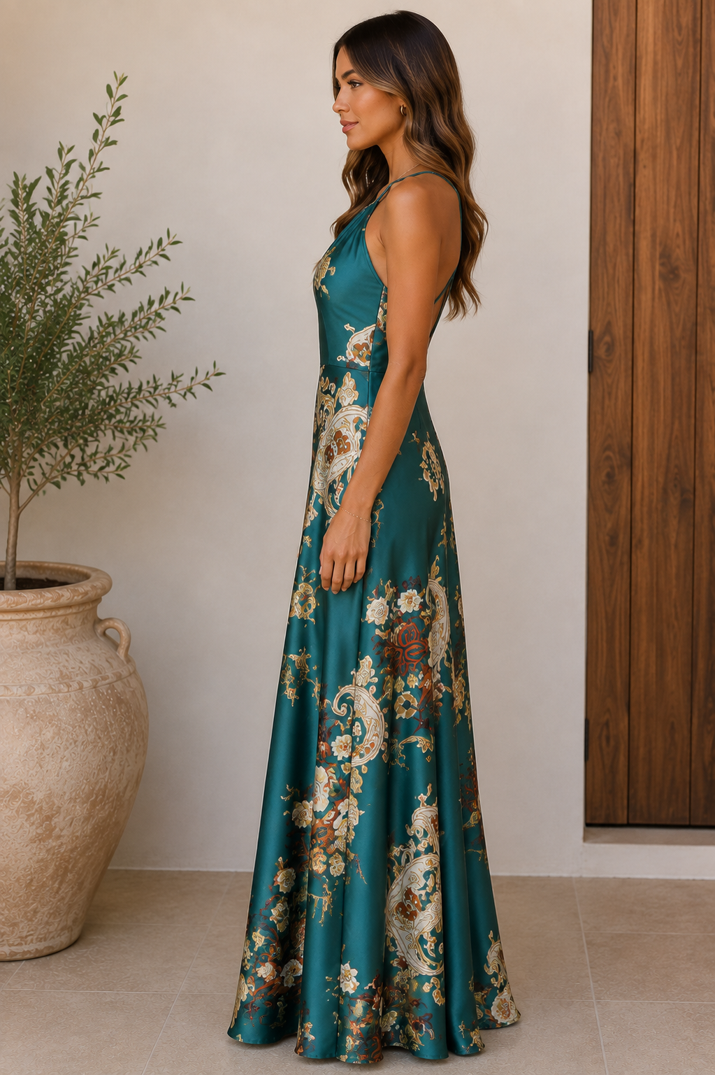 Emerald Paisley Maxi Dress