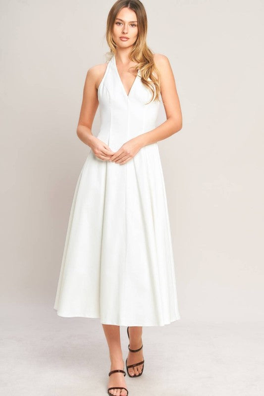 Denim white Midi Dress