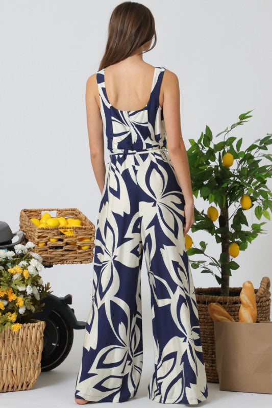 Navy Bloom Statement Jumpsuit