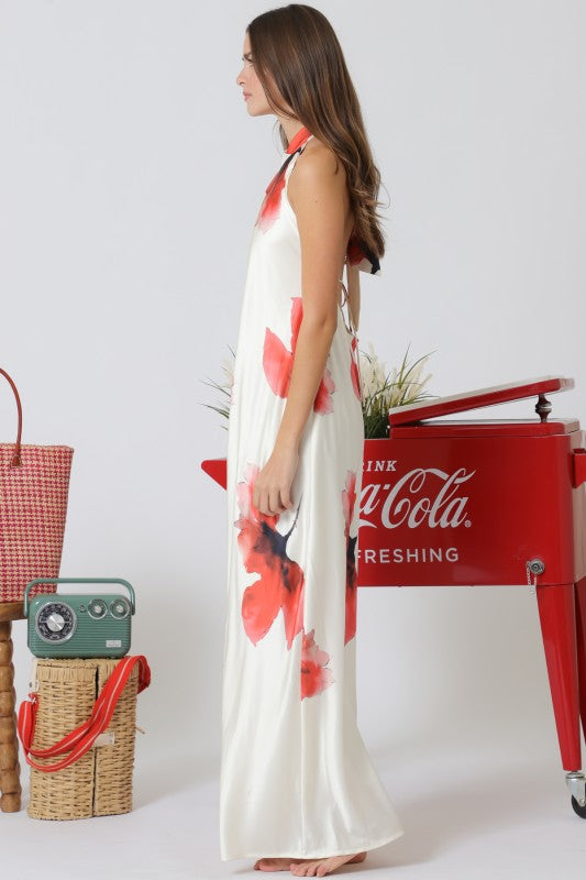 Scarlet Petals Maxi Dress