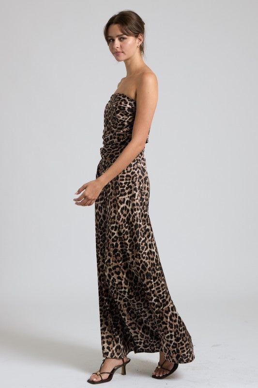 Leopard Print Strapless Two-Piece Set