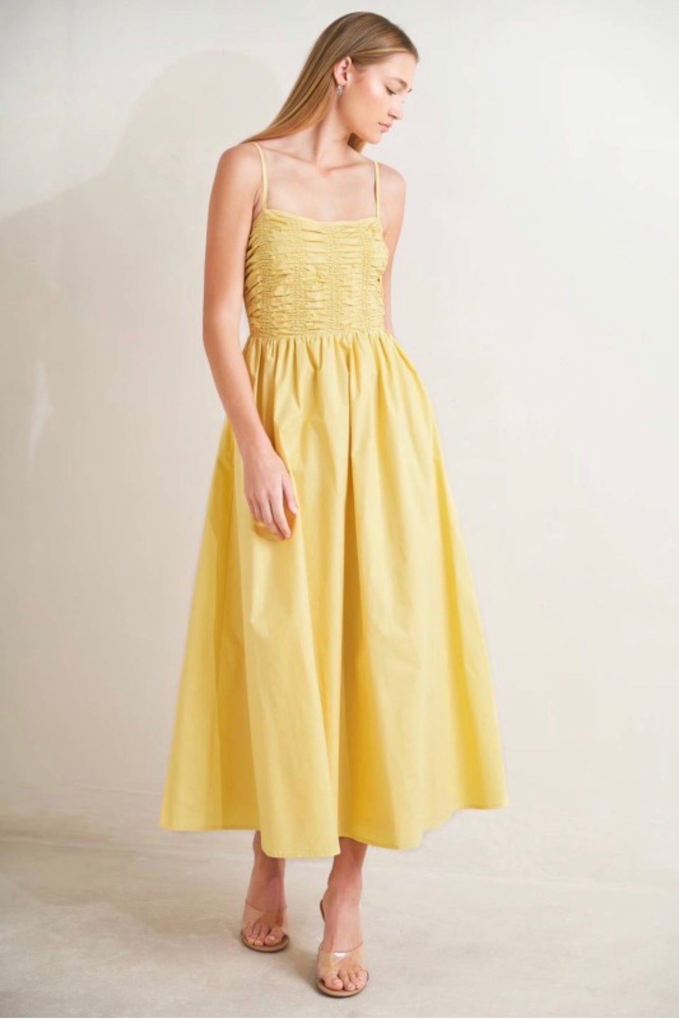 Golden Bloom Midi Dress