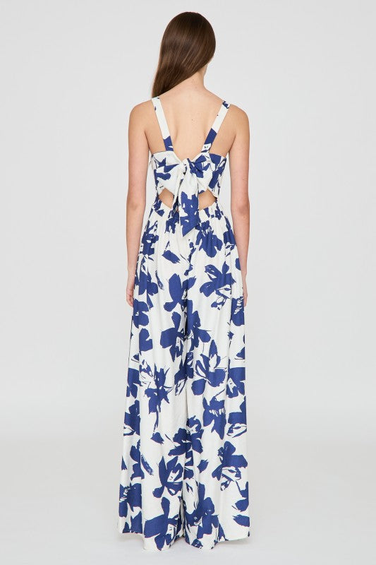 Blue Blossom Tie-Back Jumpsuit