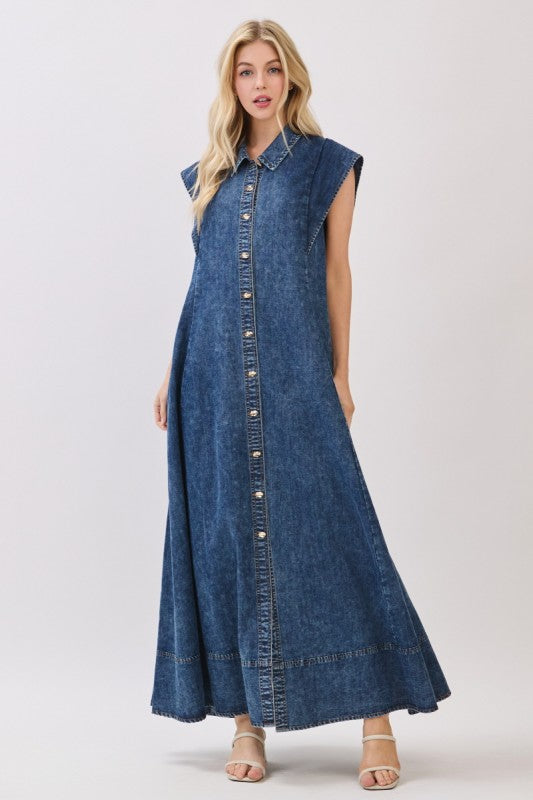 Charlotte Denim Maxi Dress