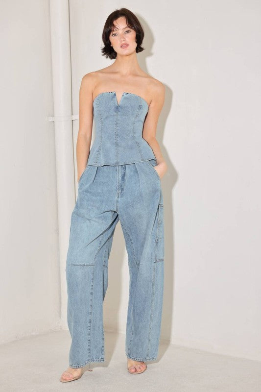 Denim Corset Set