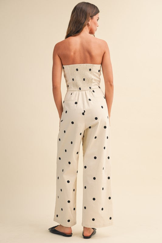 Polka Dot Strapless Jumpsuit