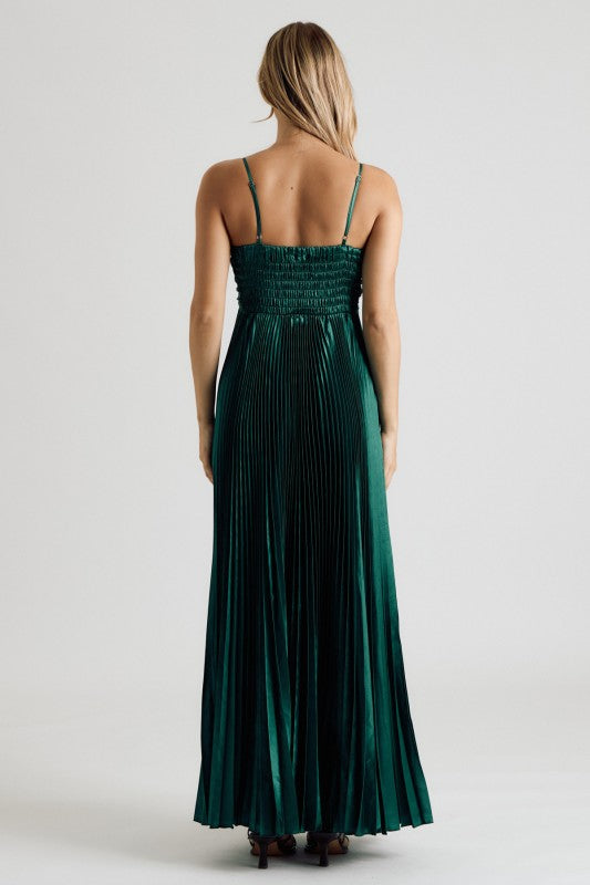Emerald Pleated Maxi Dress
