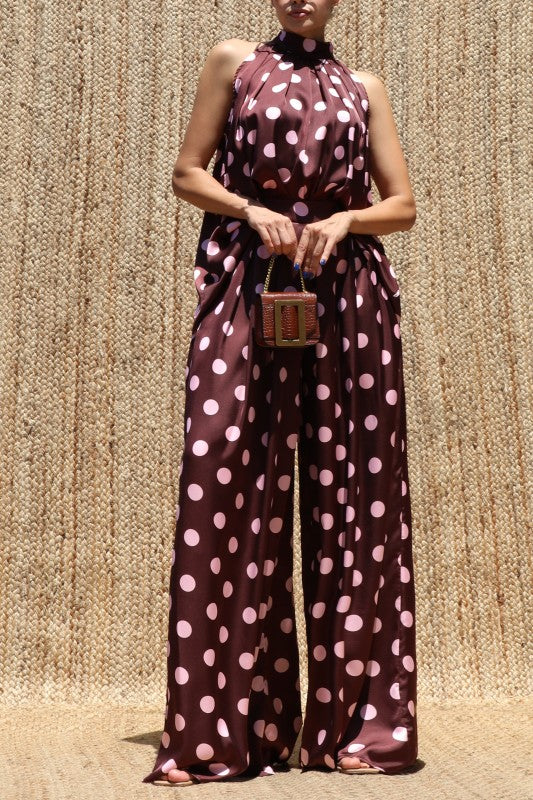 Chocolate Blush Polka Dot Jumpsuit 🤎🩷