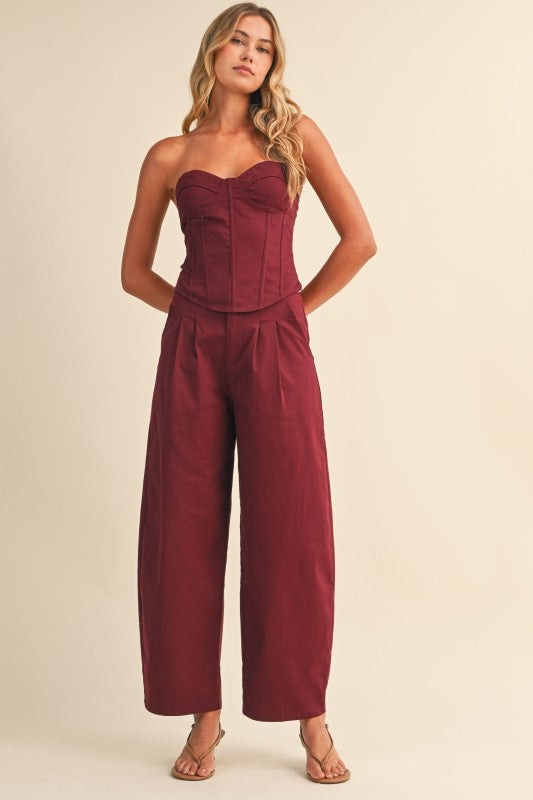 Burgundy Corset Pant Set