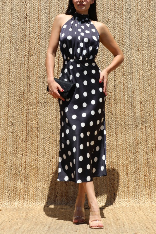Classic Polka Dot Halter Dress